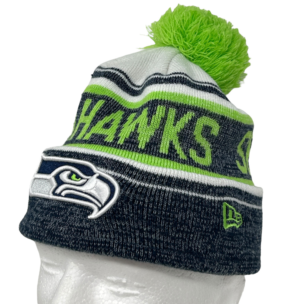 Seattle Seahawks Cuffed Pom Pom Beanie Toque Winter Hat NFL New Era Green